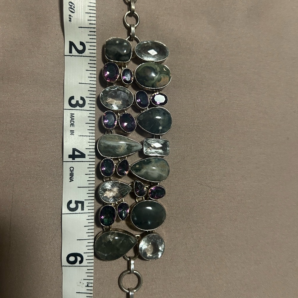 Elegant Multi-Stone Sterling Silver Bracelet